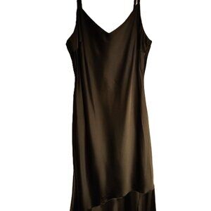 Steve Madden Slip Dress   L (10-12)  Lucille  Black  Handkerchief Hem  MIDI  NWT